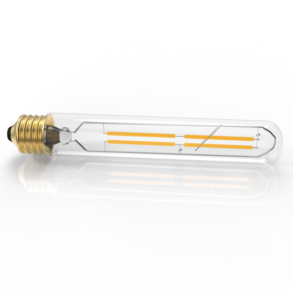 8W T10 LED Filament Bulb with E26 Base – 2700K Warm White, Dimmable - D1.26"*8.86"H
