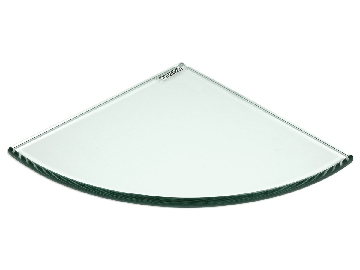 9 In Glossy Tempered Glass Corner Shelf - 12 MM Recessed Mount