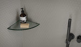 9 in Glossy Tempered Glass Corner Shelf with Hardware - 8 mm Surface Mount