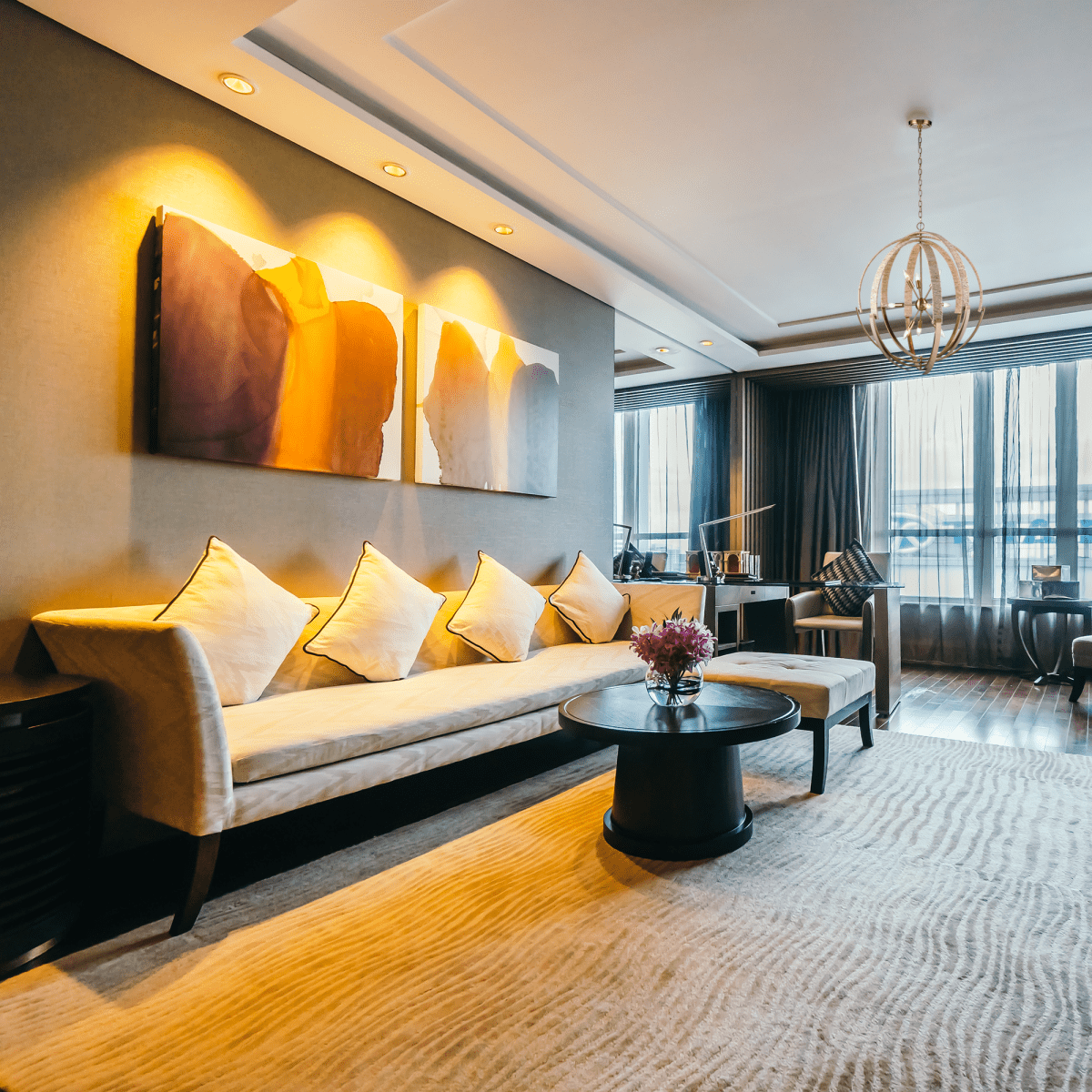 9-Light Brass Finish Hardware with Nature Brown Corn Leaf Rope Pendant Light, E12 Base - 31“D x 36"H