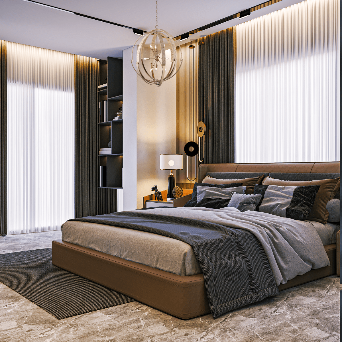 9-Light Brass Finish Hardware with Nature Brown Corn Leaf Rope Pendant Light, E12 Base - 31“D x 36"H