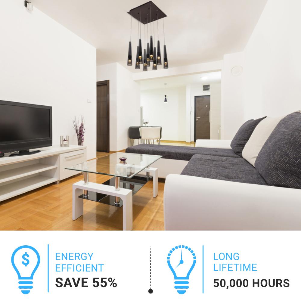 9-Lights, Multi Light Pendant with Smoke grey Body Finish,45W, 3000K, 2250LM, Dimmable, For Kitchen Island Dining Room Living Room Cafe Pub