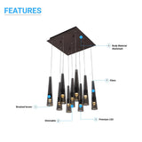 9-Lights, Multi Light Pendant with Smoke grey Body Finish,45W, 3000K, 2250LM, Dimmable, For Kitchen Island Dining Room Living Room Cafe Pub