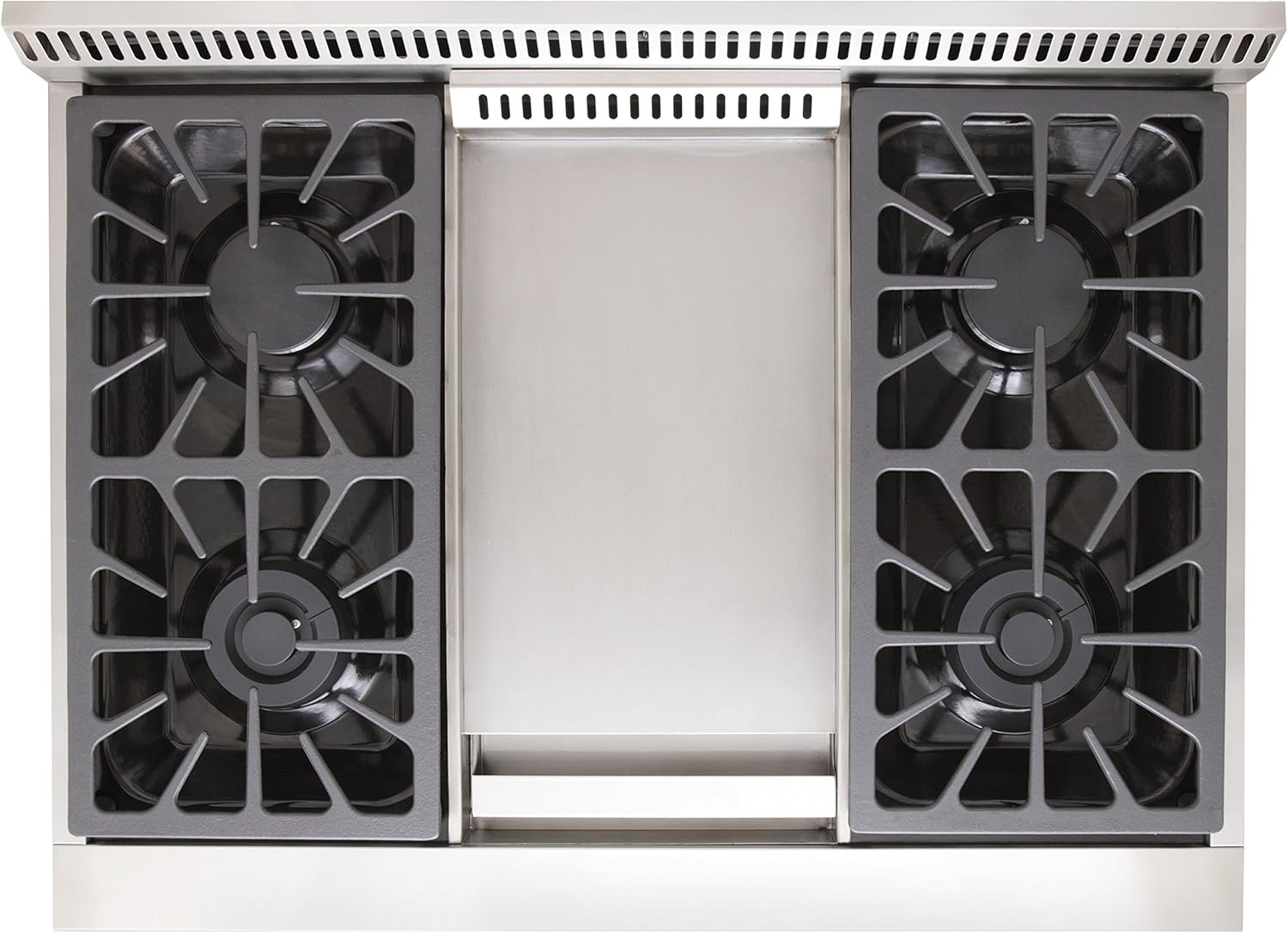 KUCHT Professional 36 in. 5.2 cu. ft. Propane Gas Range with Sealed Burners, Griddle and Convection Oven in Stainless Steel with Classic Silver Knobs