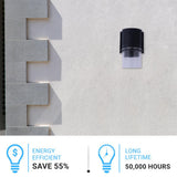 9W Cylinder LED Wall Sconce Light 5000K Daylight White, 500 Lumens, LED Outdoor Wall Light, Clear Bubble Glass, 120V Dimmable ETL Listed Textured Black Finish