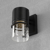 9W Cylinder LED Wall Sconce Light 5000K Daylight White, 500 Lumens, LED Outdoor Wall Light, Clear Bubble Glass, 120V Dimmable ETL Listed Textured Black Finish