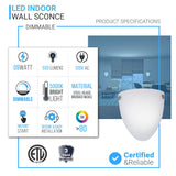 9W LED Indoor Wall Sconce, 5000K (Daylight White), 550LM, Brushed Nickel Wall Mounting Light, Dimmable, Hallway Light Fixtures