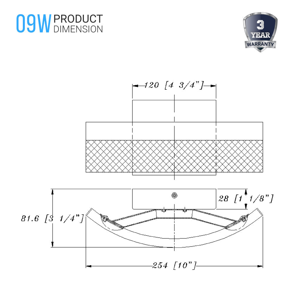 9W LED Wall Sconce Light, 3000K Warm White 500LM 120V Brushed Nickel Finish, ETL Listed, Dimmable, Hallway Light Fixtures