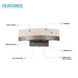 9W LED Wall Sconce Light, 3000K Warm White 500LM 120V Brushed Nickel Finish, ETL Listed, Dimmable, Hallway Light Fixtures