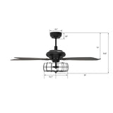 Huntley Black/Walnut 5 Blade Smart Ceiling Fan with Works with Light & Remote Control