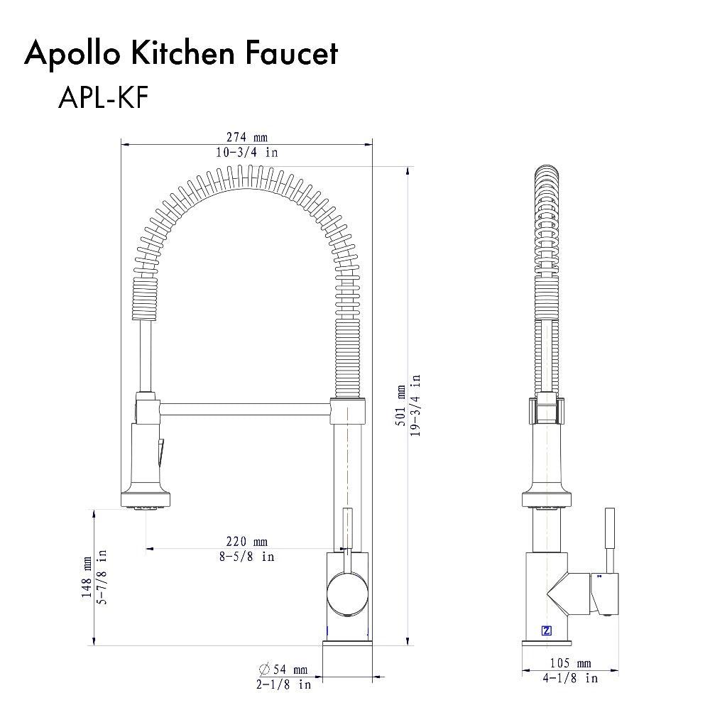 ZLINE Apollo Pull Down Spring Kitchen Faucet in Gun Metal (APL-KF-GM)