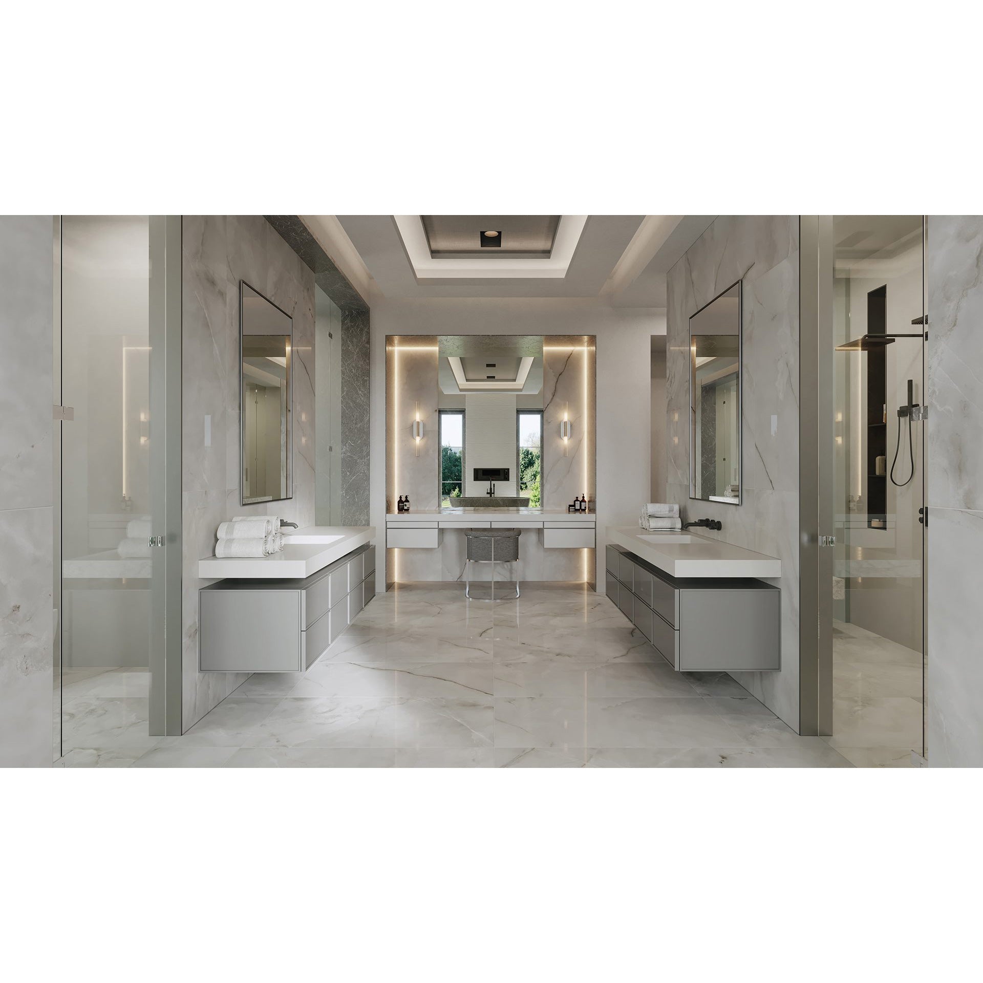 La Marca 24 x 48 in. Onyx Nuvolato Polished Rectified Glazed Porcelain Wall Tile (2)