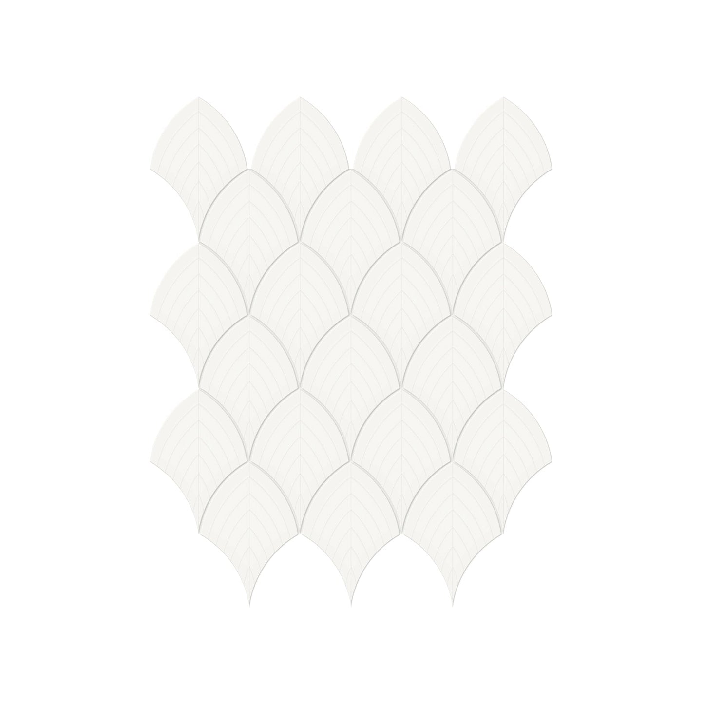 Scallop Soho Canvas White Glossy Glazed Porcelain Mosaic
