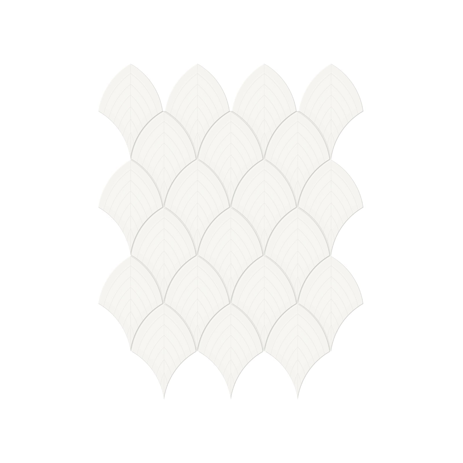 Scallop Soho Canvas White Glossy Glazed Porcelain Mosaic