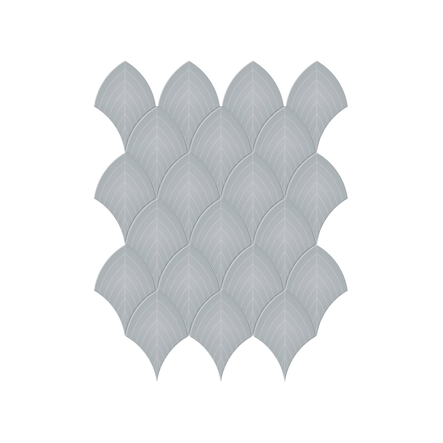 Scallop Soho Cloud Blue Glossy Glazed Porcelain Mosaic