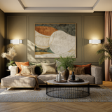 2-Lights, Flush Mounted Wall Sconce, 120 Volt, Dimmable, Brushed Nickel / Slate Gray Fabric, Hardwired