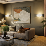 2-Lights, Flush Mounted Wall Sconce, 120 Volt, Dimmable, Brushed Nickel / Slate Gray Fabric, Hardwired