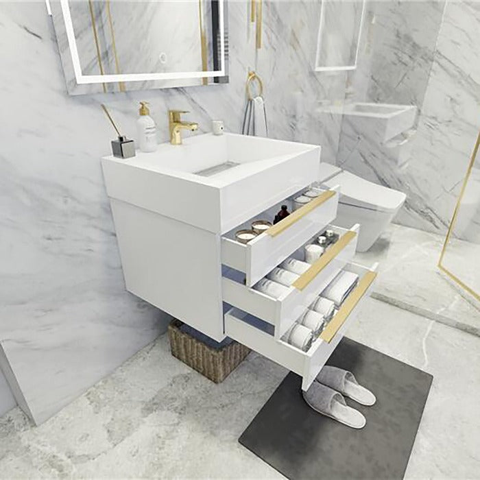 Blossom 24 In. Floating Single Sink Bathroom Vanity With Acrylic Sink Top & Aluminum Alloy Frame