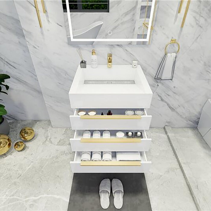 Blossom 24 In. Floating Single Sink Bathroom Vanity With Acrylic Sink Top & Aluminum Alloy Frame