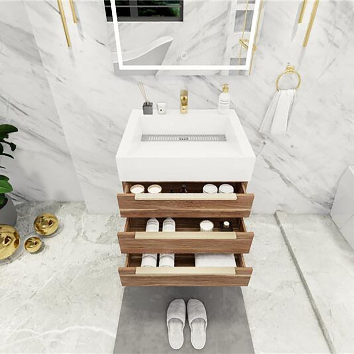 Blossom 24 In. Floating Single Sink Bathroom Vanity With Acrylic Sink Top & Aluminum Alloy Frame