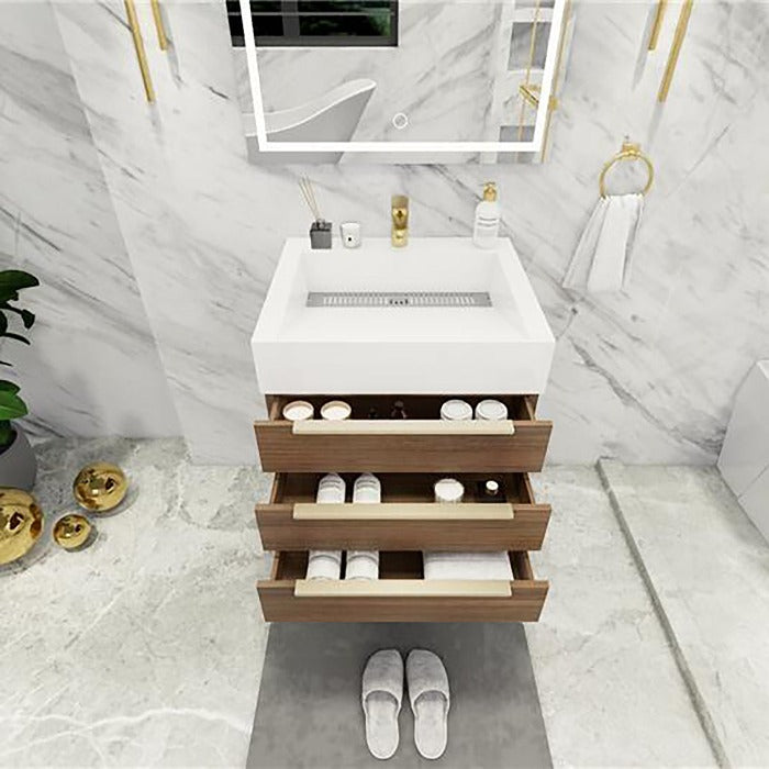 Blossom 24 In. Floating Single Sink Bathroom Vanity With Acrylic Sink Top & Aluminum Alloy Frame