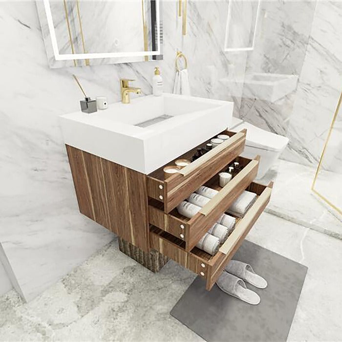 Blossom 30 In. Floating Single Sink Bathroom Vanity With Acrylic Sink Top & Aluminum Alloy Frame