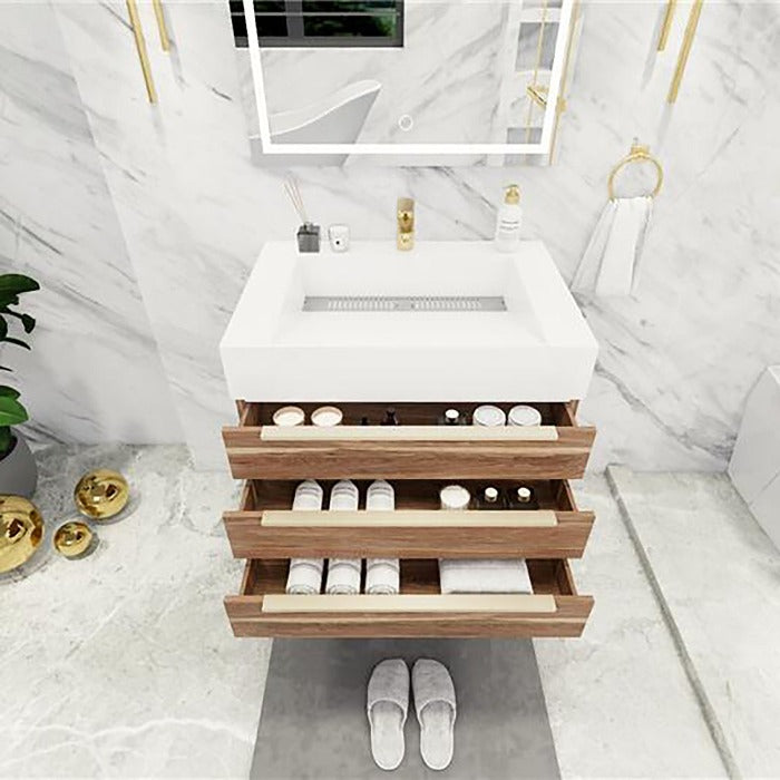 Blossom 30 In. Floating Single Sink Bathroom Vanity With Acrylic Sink Top & Aluminum Alloy Frame