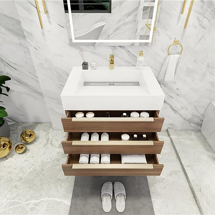 Blossom 30 In. Floating Single Sink Bathroom Vanity With Acrylic Sink Top & Aluminum Alloy Frame