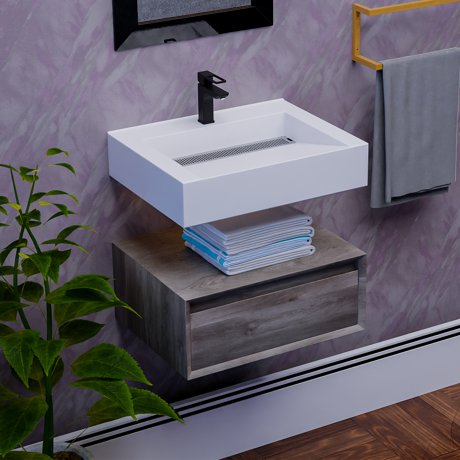 Alysa 24" Floating Bathroom Vanity Set with FLX16 Acrylic Sink