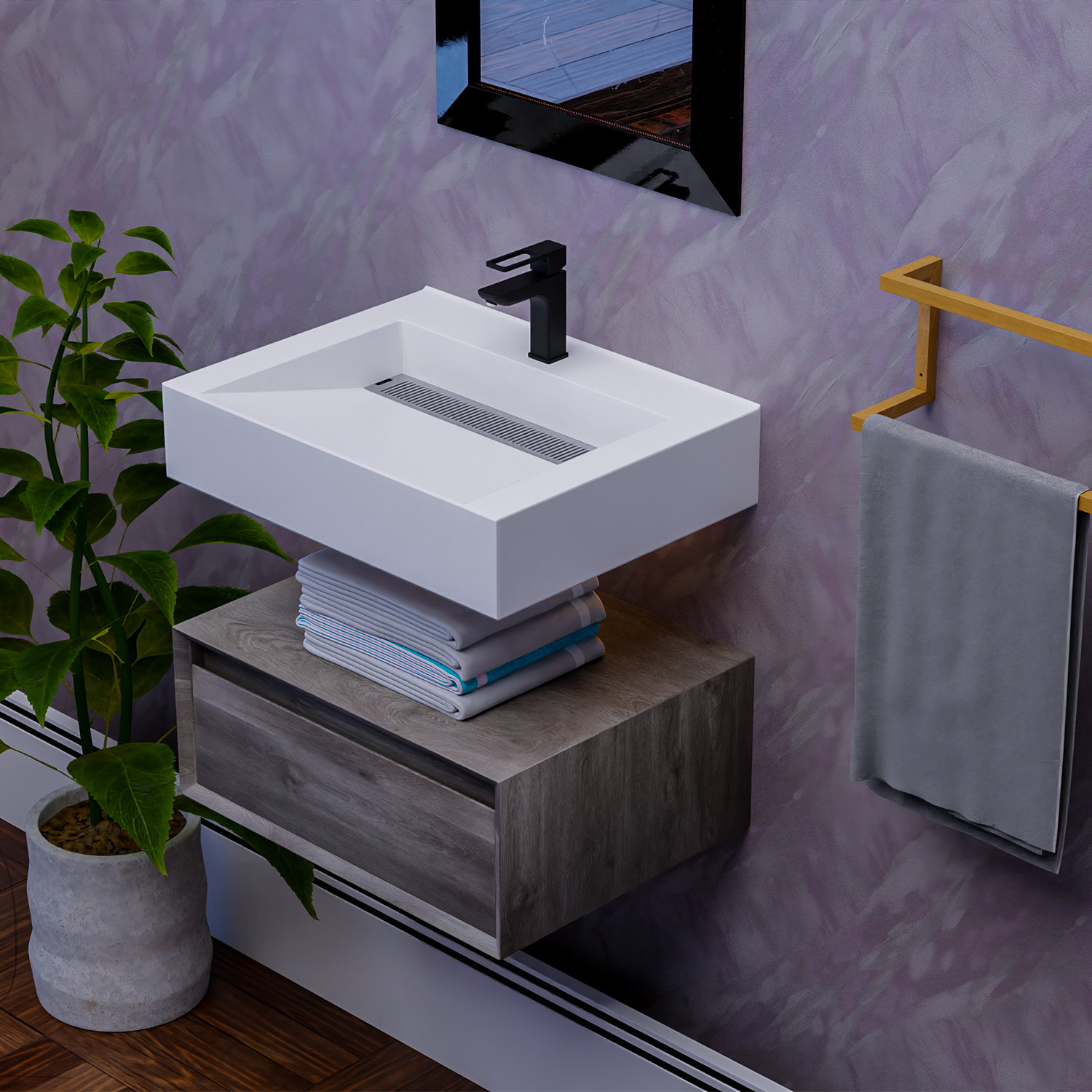 Alysa 24" Floating Bathroom Vanity Set with FLX16 Acrylic Sink