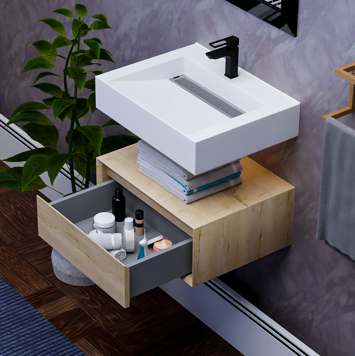 Alysa 24" Floating Bathroom Vanity Set with FLX16 Acrylic Sink