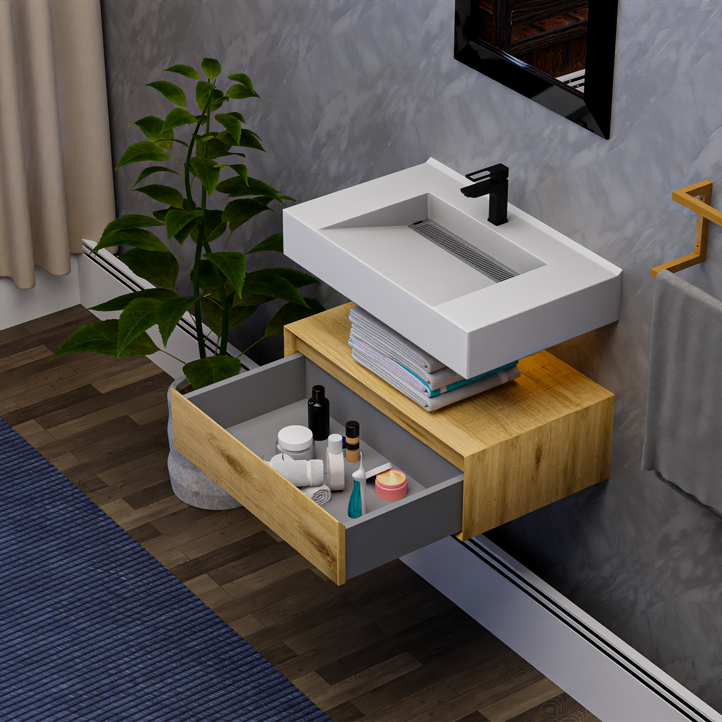 Alysa 30" Floating Bathroom Vanity Set with FLX16 Acrylic Sink