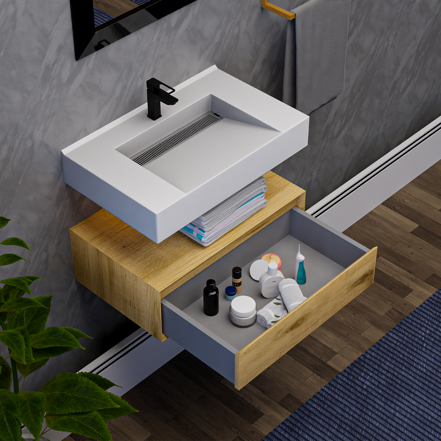 Alysa 30" Floating Bathroom Vanity Set with FLX16 Acrylic Sink