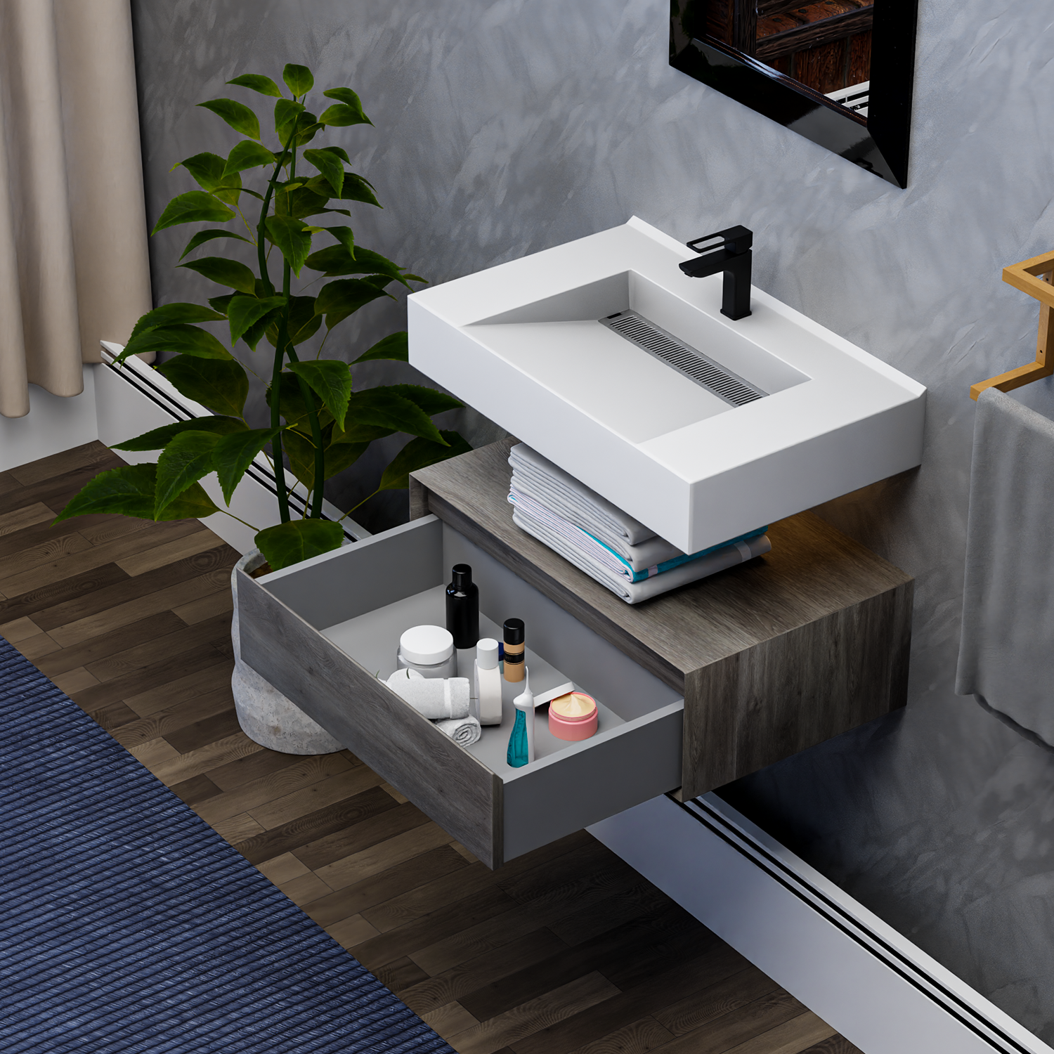 Alysa 30" Floating Bathroom Vanity Set with FLX16 Acrylic Sink