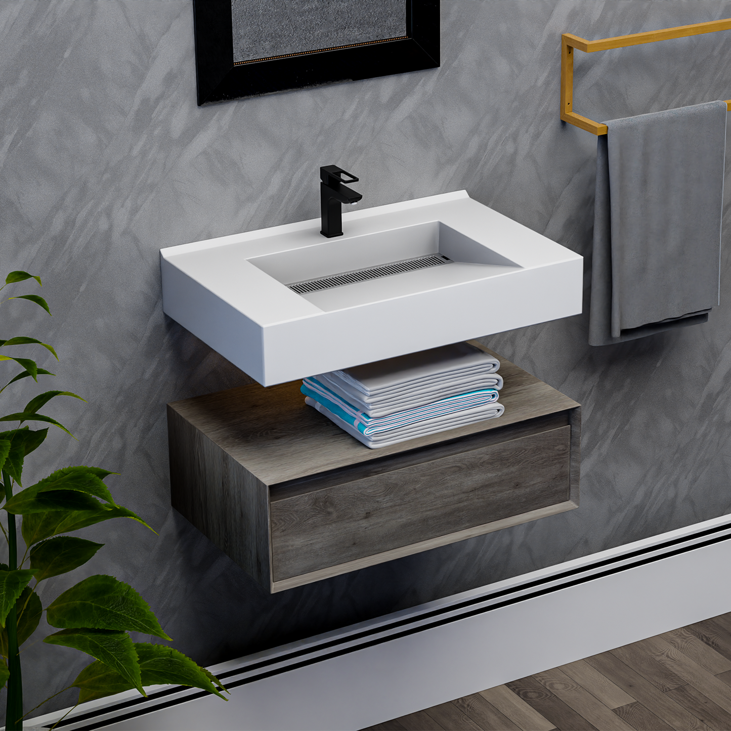 Alysa 30" Floating Bathroom Vanity Set with FLX16 Acrylic Sink