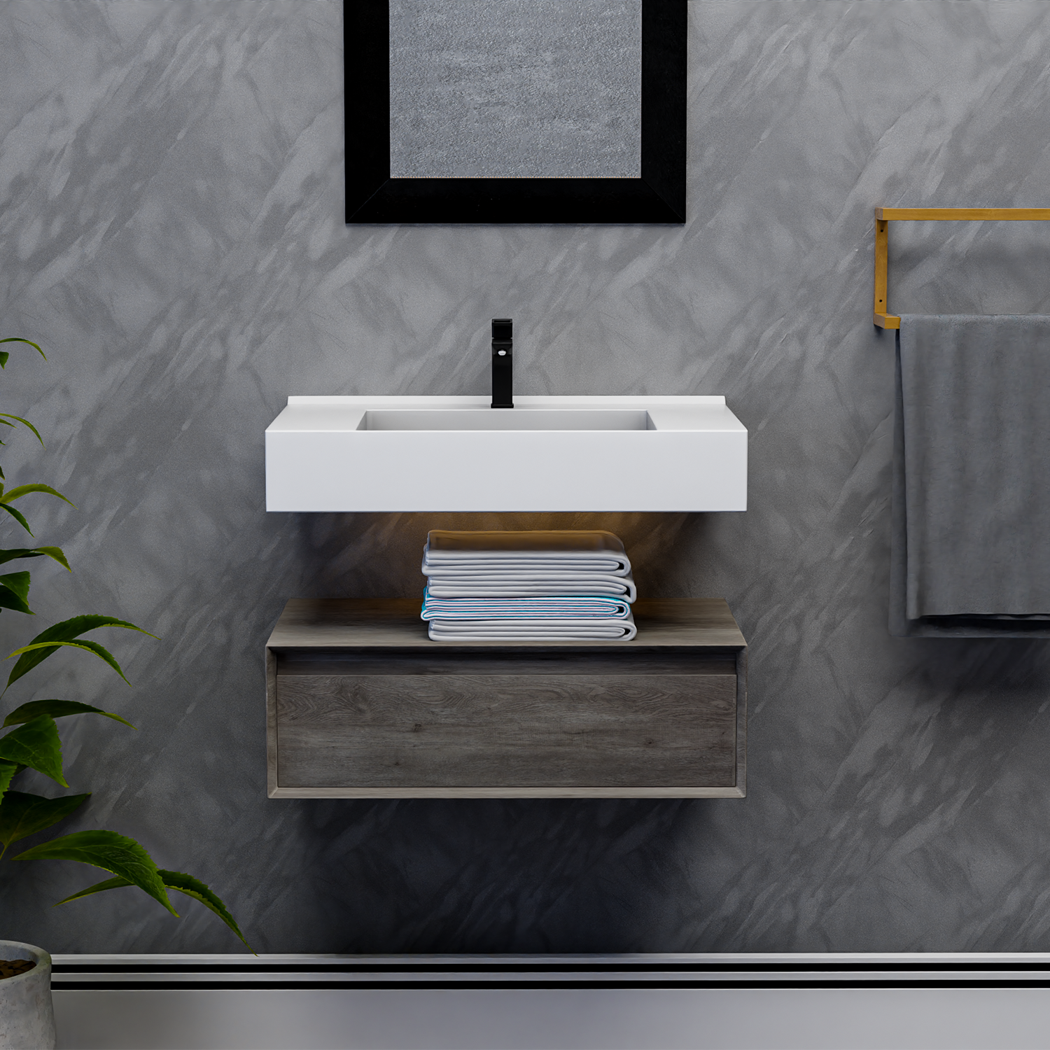 Alysa 30" Floating Bathroom Vanity Set with FLX16 Acrylic Sink