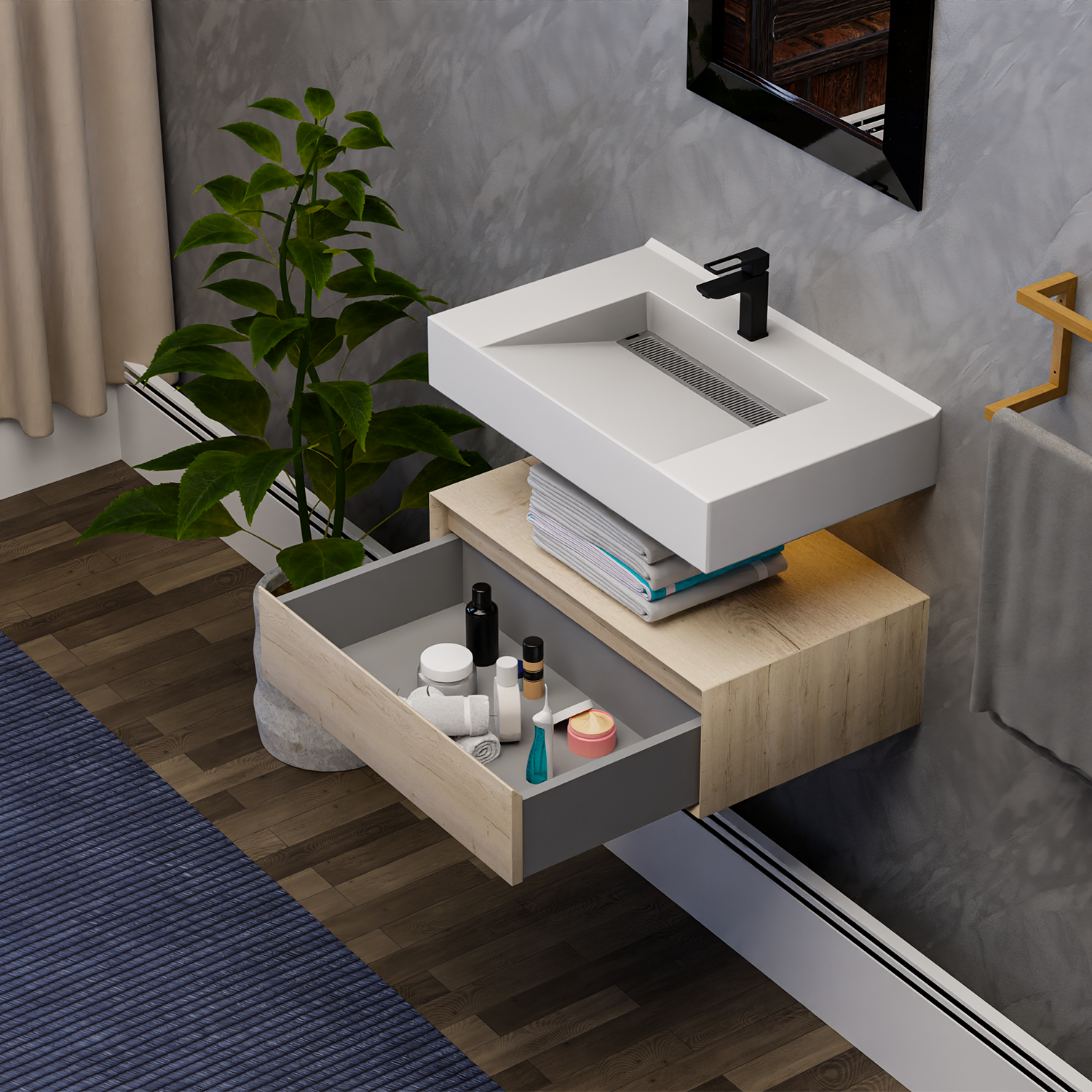 Alysa 30" Floating Bathroom Vanity Set with FLX16 Acrylic Sink