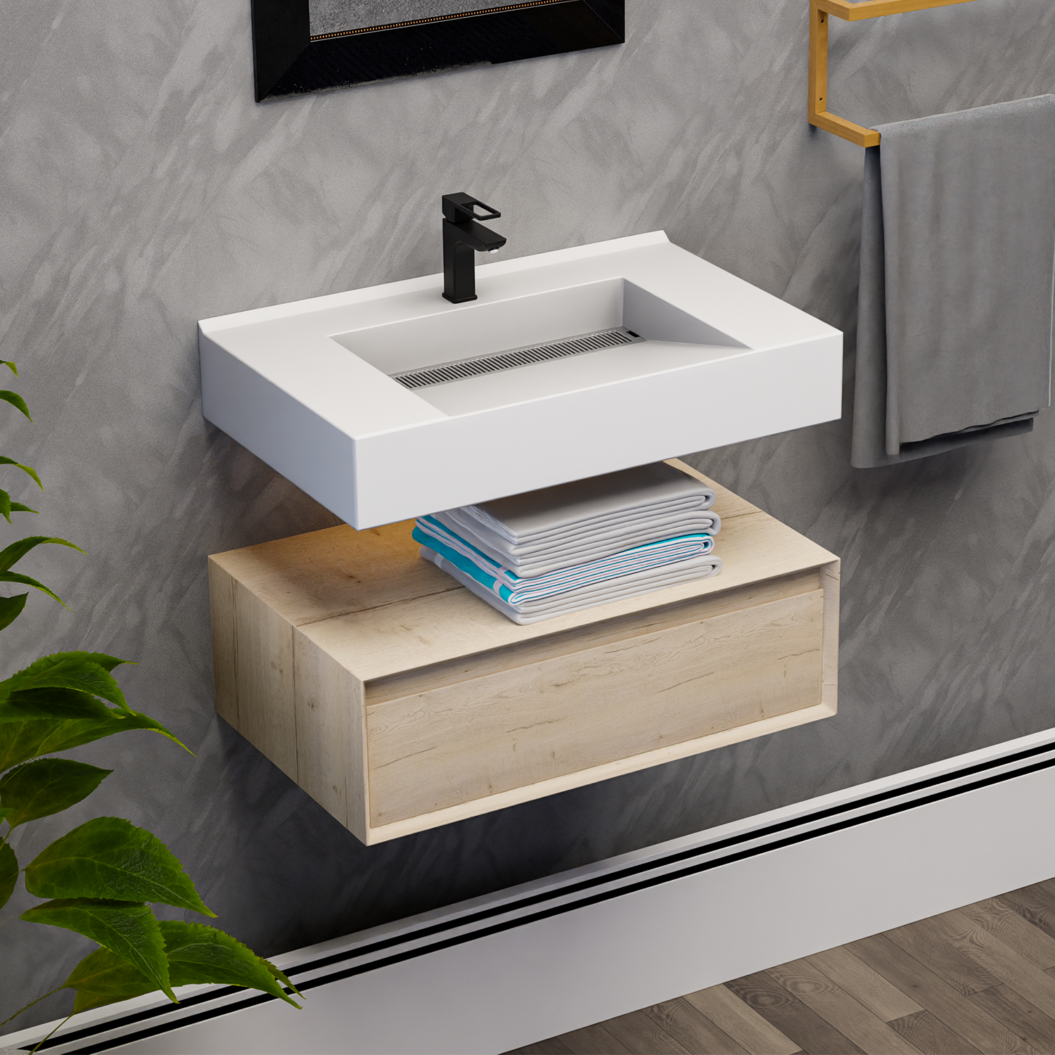 Alysa 30" Floating Bathroom Vanity Set with FLX16 Acrylic Sink