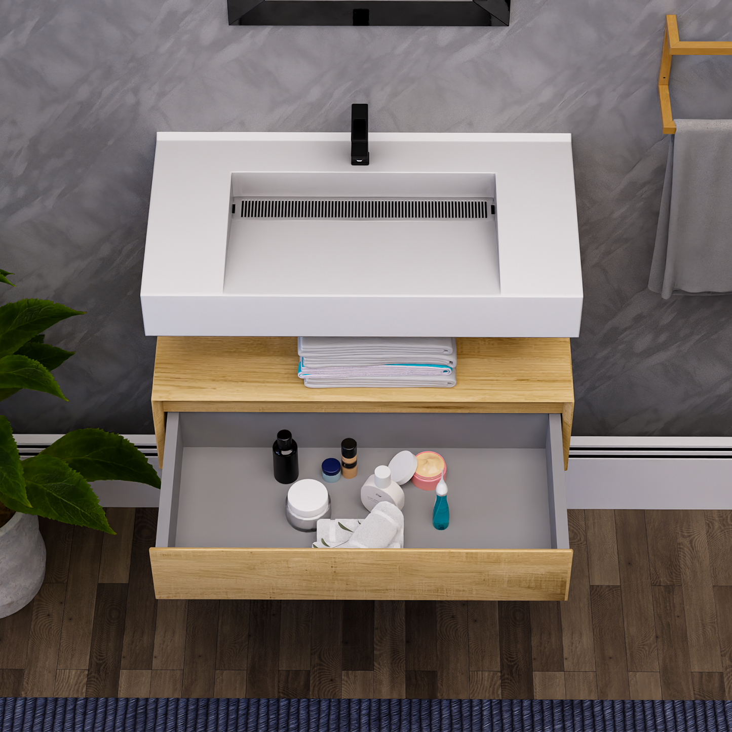 Alysa 36" Floating Bathroom Vanity Set with FLX16 Acrylic Sink