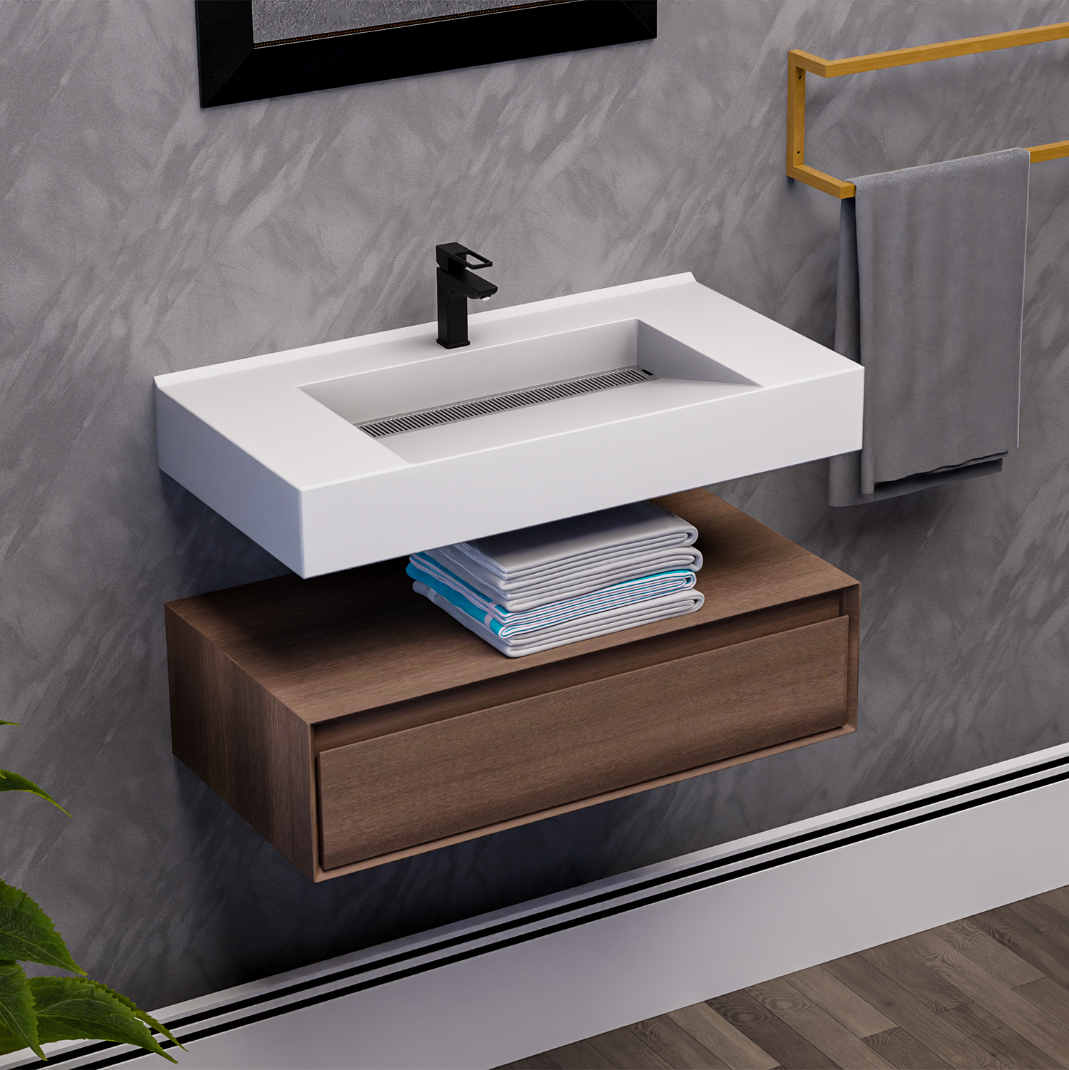 Alysa 36" Floating Bathroom Vanity Set with FLX16 Acrylic Sink