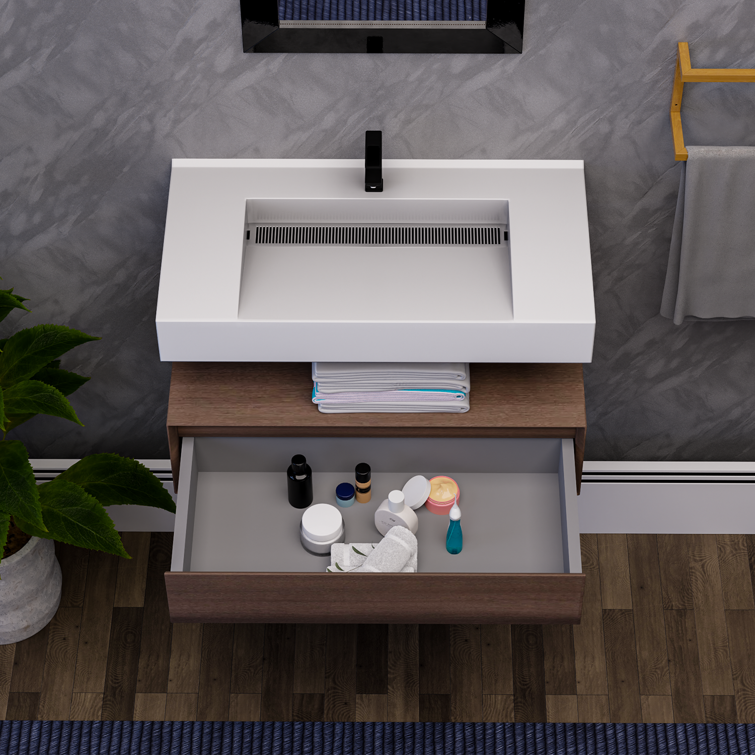Alysa 36" Floating Bathroom Vanity Set with FLX16 Acrylic Sink