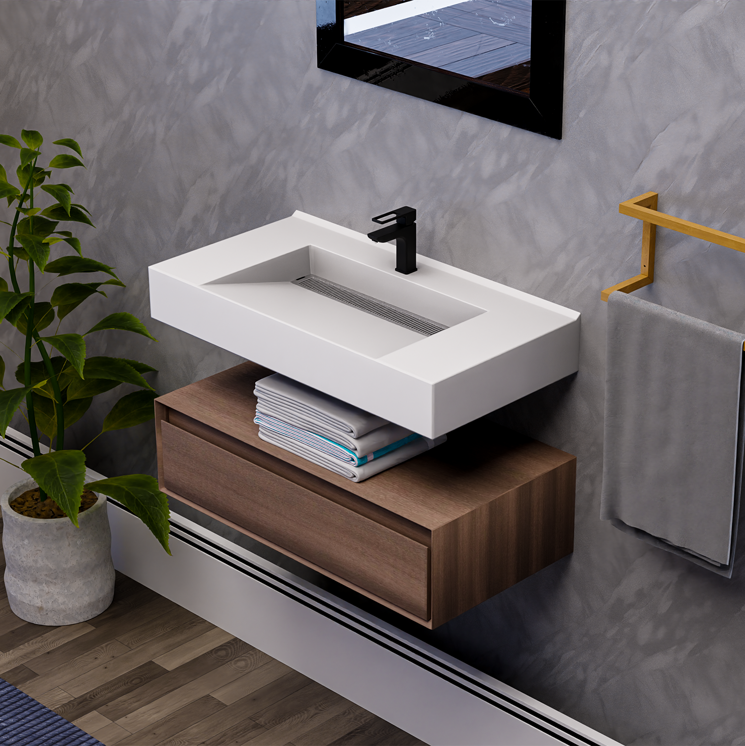 Alysa 36" Floating Bathroom Vanity Set with FLX16 Acrylic Sink