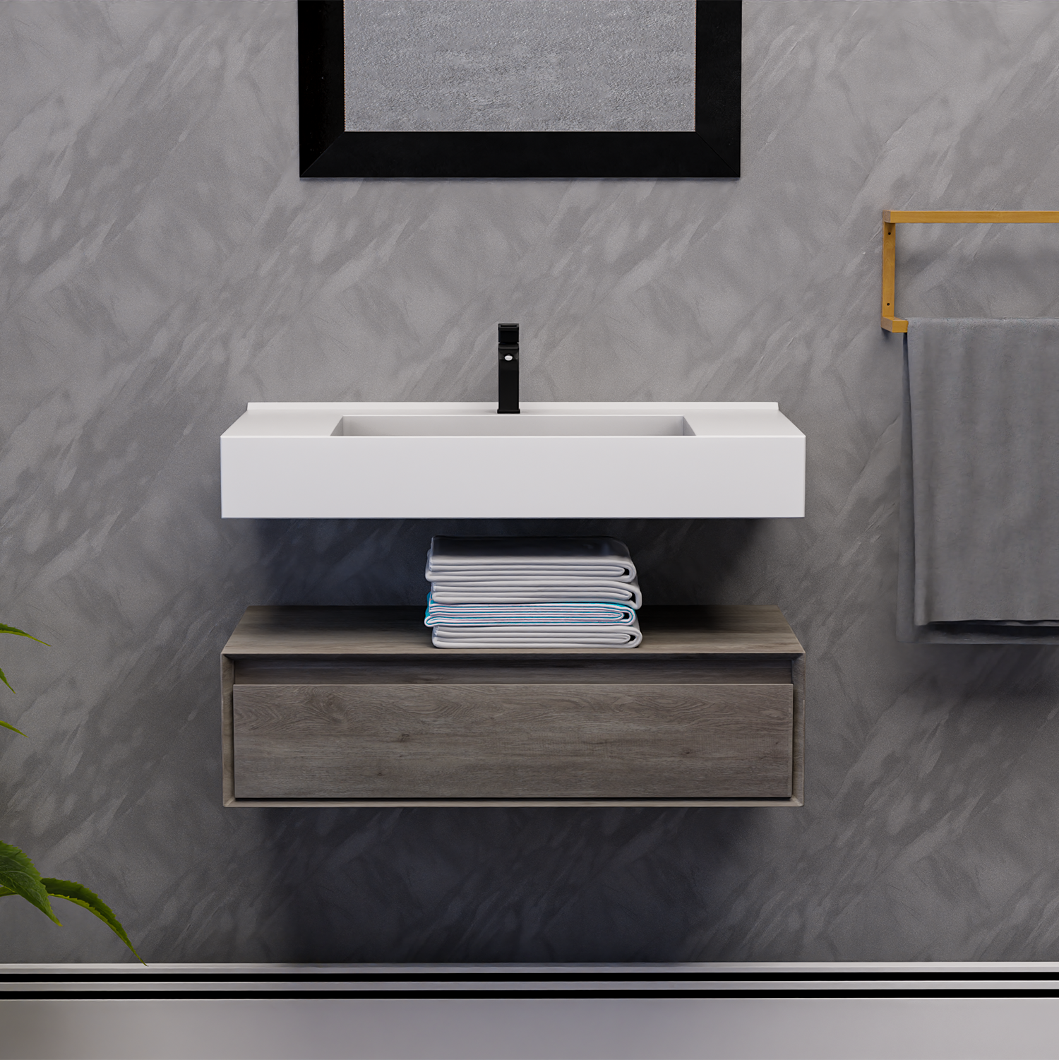 Alysa 36" Floating Bathroom Vanity Set with FLX16 Acrylic Sink