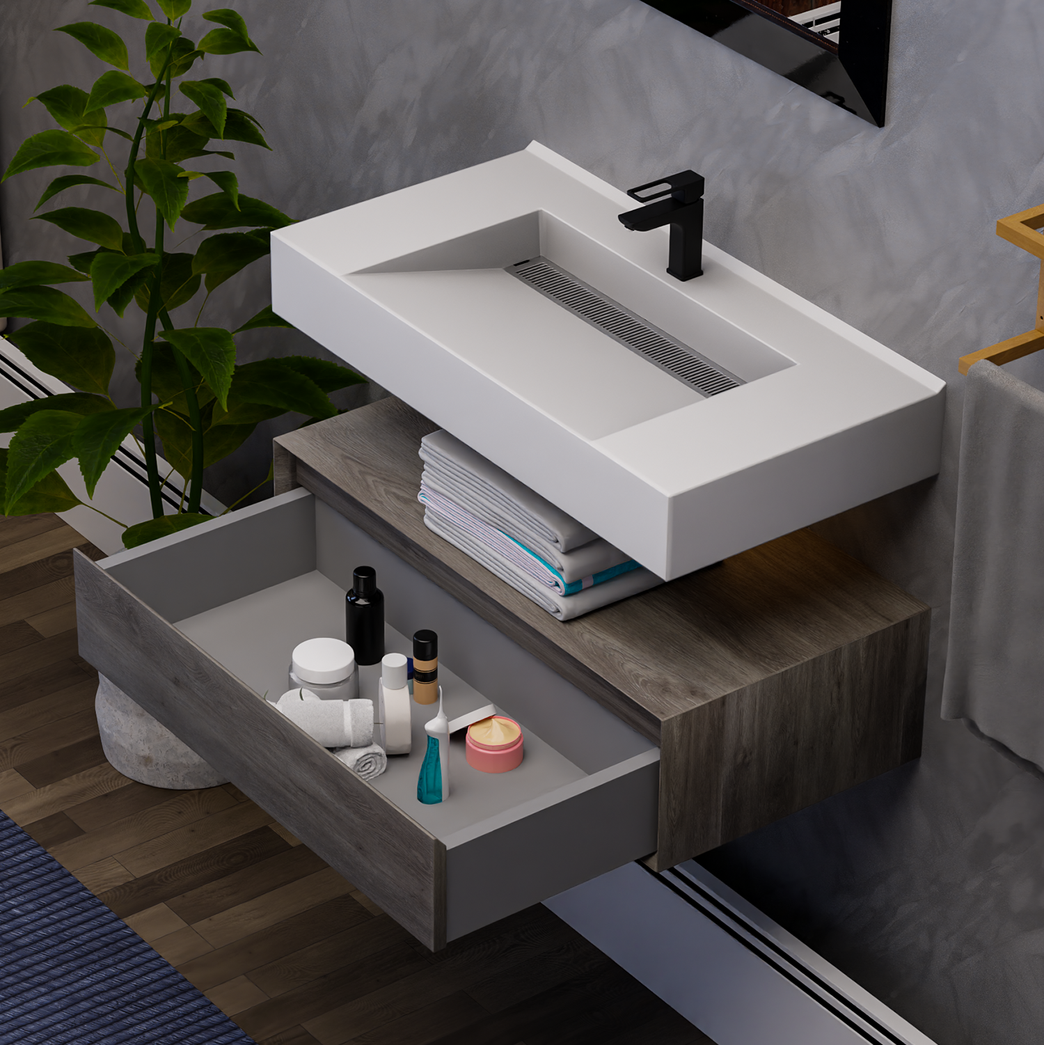 Alysa 36" Floating Bathroom Vanity Set with FLX16 Acrylic Sink