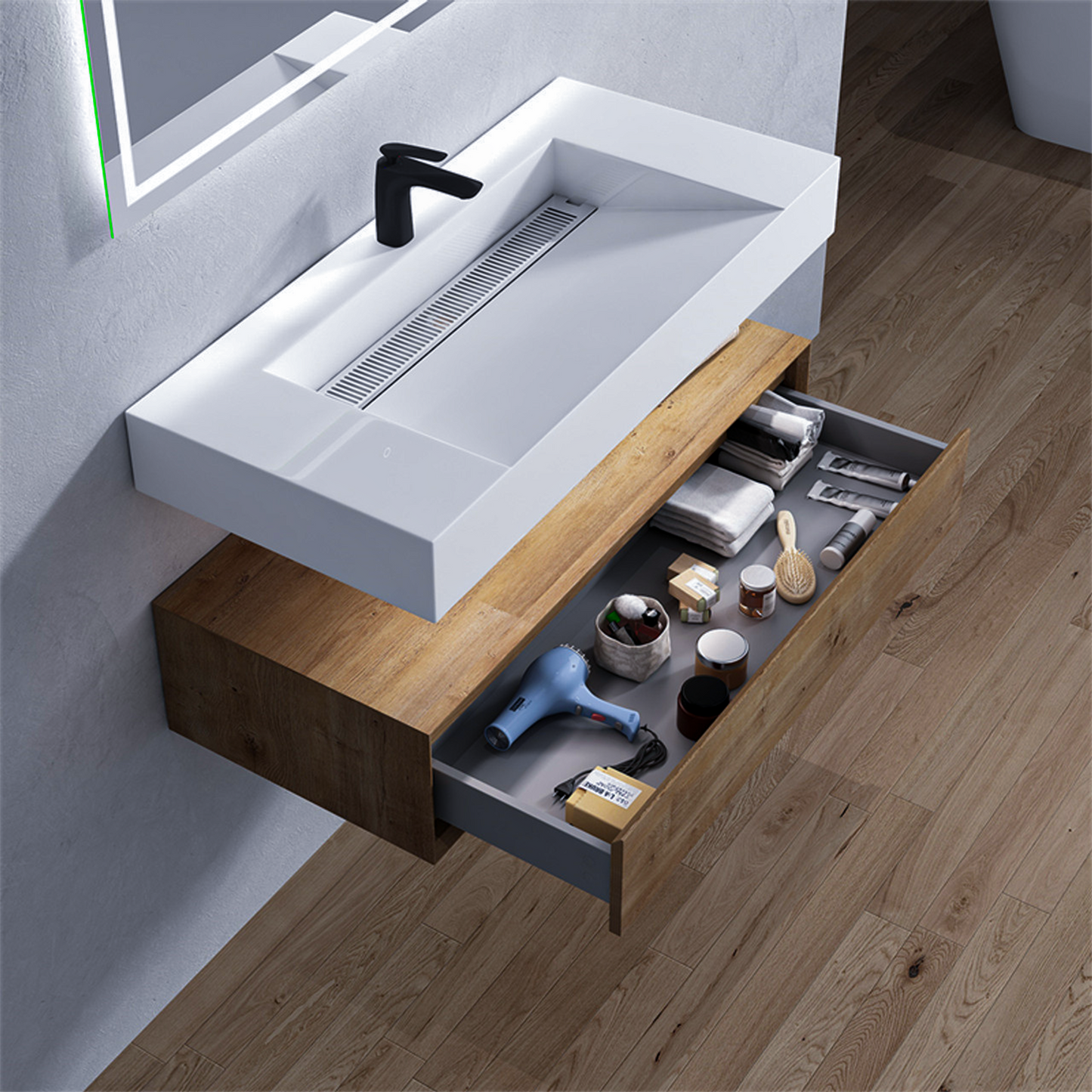Alysa 42" Floating Bathroom Vanity Set with FLX16 Acrylic Sink