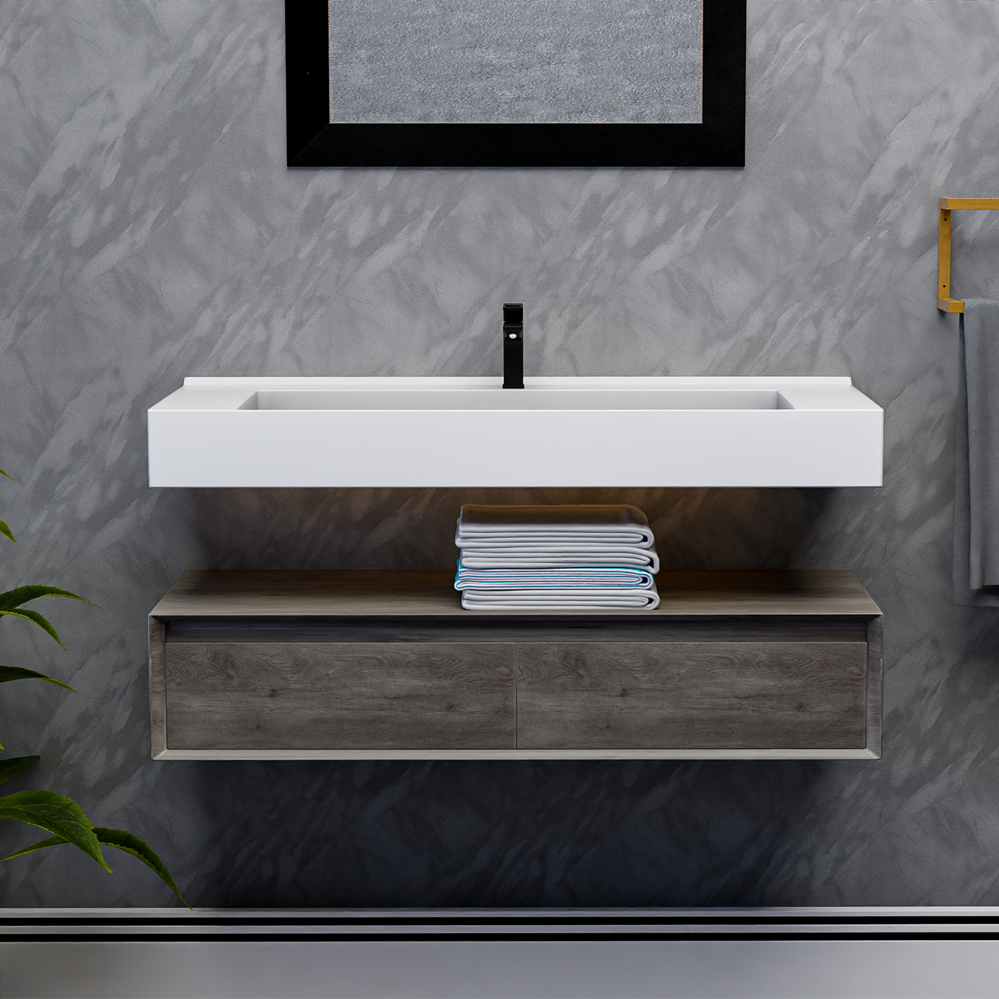 Alysa 48" Floating Bathroom Vanity Set with FLX16 Acrylic Single Sink Top