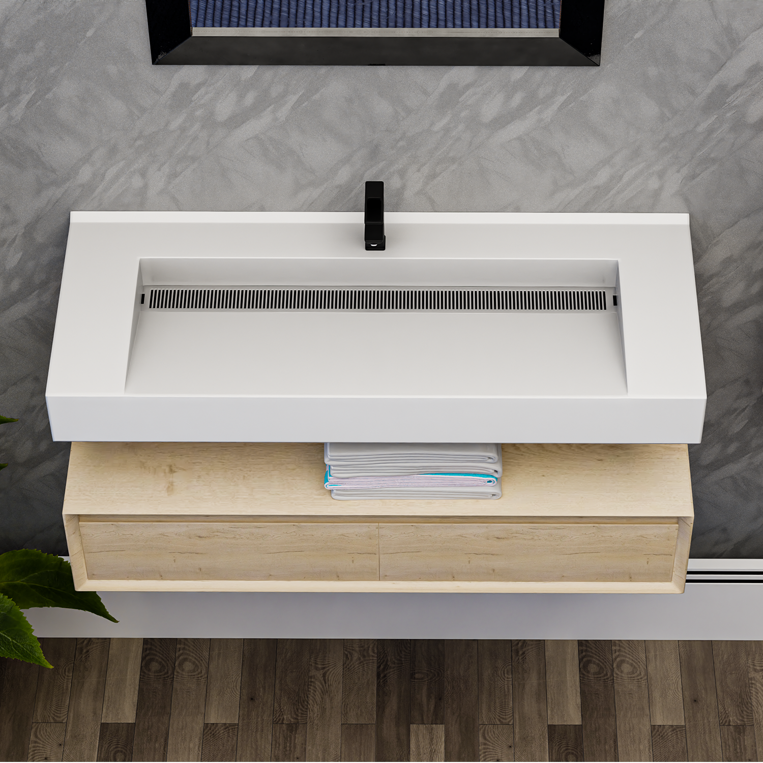 Alysa 48" Floating Bathroom Vanity Set with FLX16 Acrylic Single Sink Top