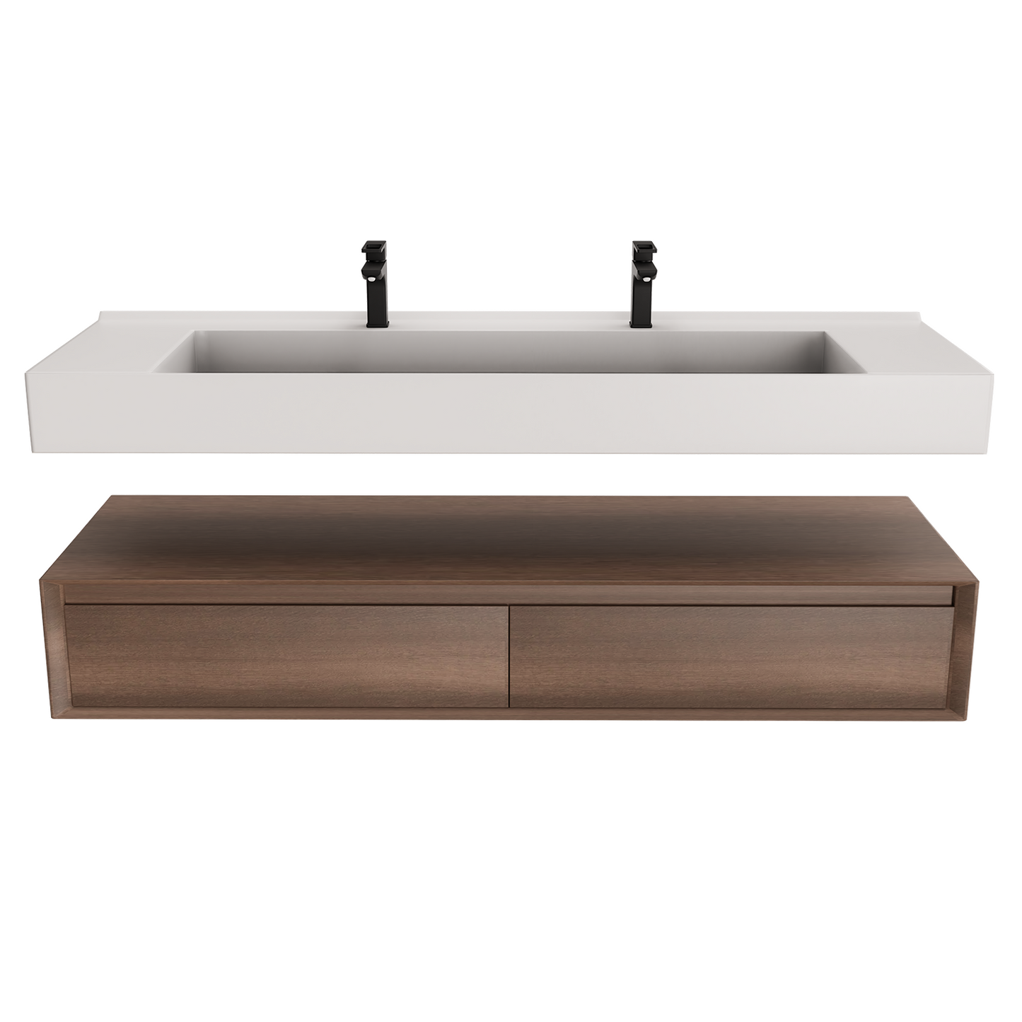 Alysa 60" Floating Bathroom Vanity Set with FLX16 Acrylic Sink/Double Faucet Hole