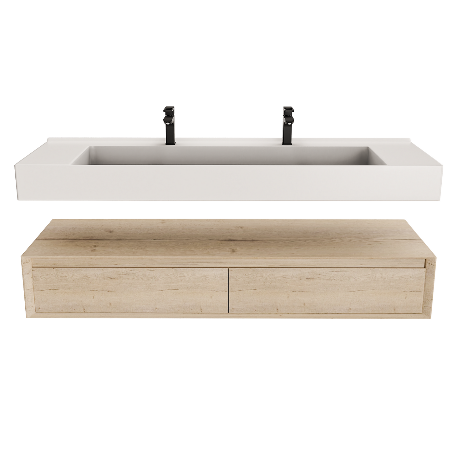 Alysa 60" Floating Bathroom Vanity Set with FLX16 Acrylic Sink/Double Faucet Hole
