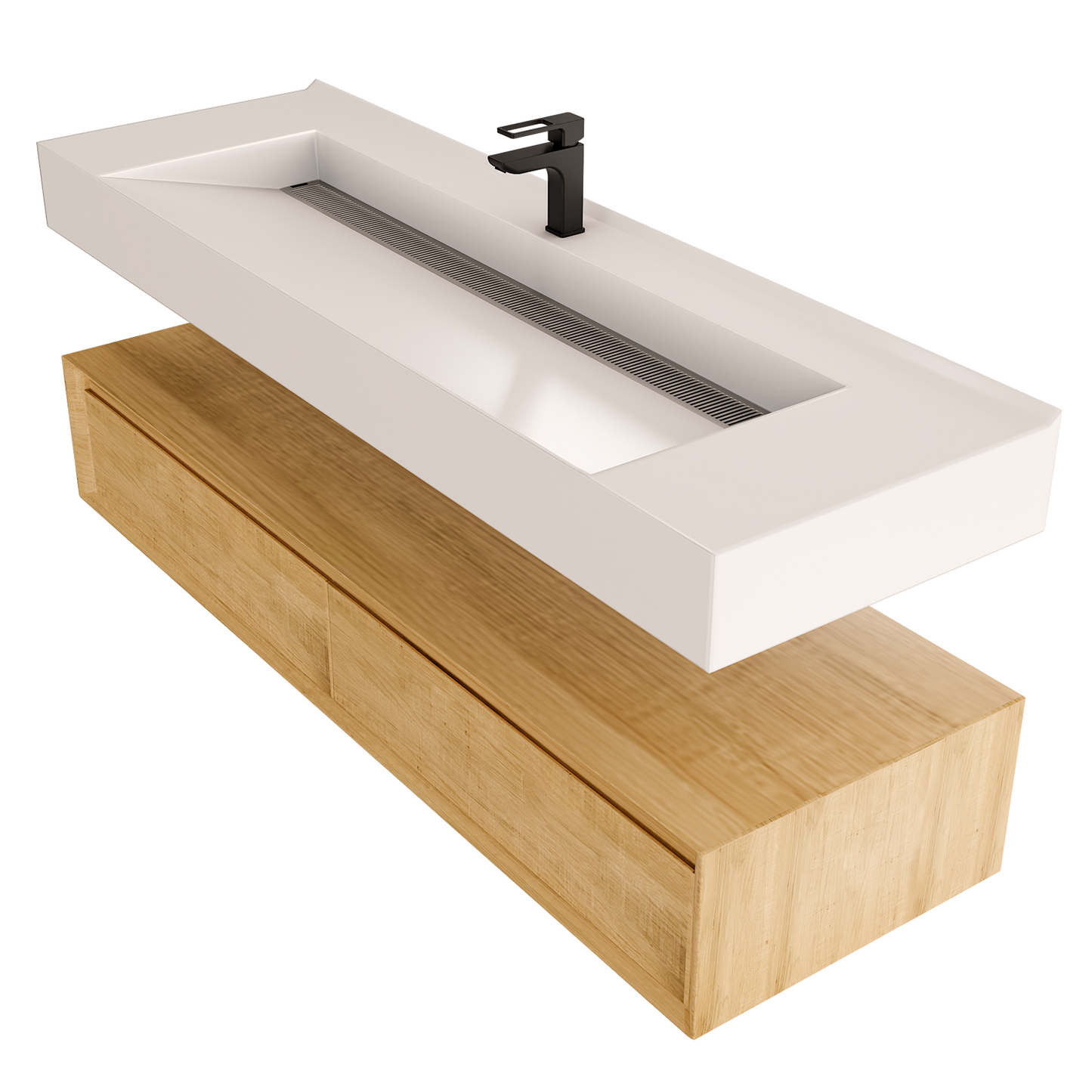 Alysa 60" Floating Bathroom Vanity Set with FLX16 Acrylic Single Sink Top